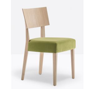 ELLE 452 - Wooden Pedrali chair with upholstered seat