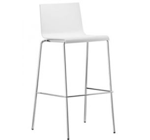 KUADRA 1116 - Stackable metal Pedrali stool H_77, technopolymer seat, various colours.