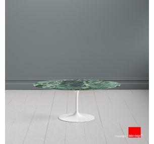 Tavolino Tulip SA88 - Eero Saarinen - Coffee Table H41, PIANO OVALE IN MARMO VERDE ALPI