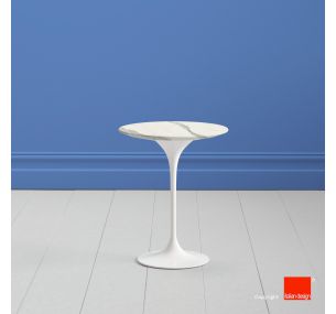 Tavolino Tulip SA215 - Eero Saarinen - Coffee Table H52, PIANO ROTONDO E OVALE IN CERAMICA MATERIA STATUARIO FULL VEIN - ANCHE PER ESTERNO