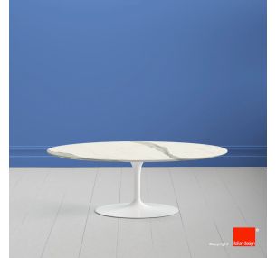 Tulip SA997 Coffee Table - H41 Eero Saarinen - OVAL CERAMIC MATERIA TOP - STATUARIO FULL VEIN - ALSO FOR OUTDOOR