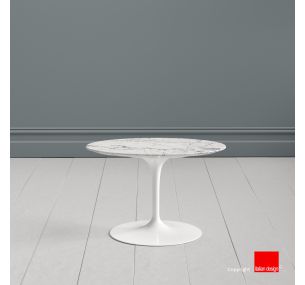 Tavolino Tulip SA42 - Eero Saarinen - Coffee Tables H39, PIANO ROTONDO O OVALE IN MARMO CARRARA STATUARIETTO