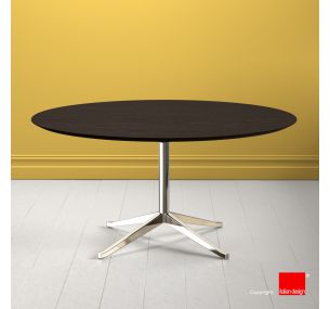 FK_706 Florence Knoll - ROUND TABLE WITH NATURAL SOLID WENGÈ STAINEDOAK TOP, CHROMED BASE