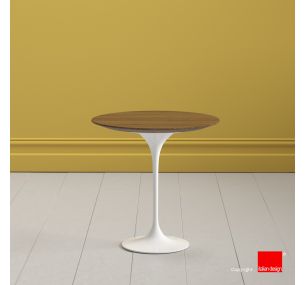 Tavolino Tulip SA402 - Eero Saarinen - Coffee Table H52, PIANO ROTONDO IN MASSELLO DI ROVERE TINTO NOCE CHIARO