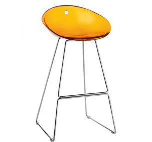 GLISS 906 - Metal Pedrali stool H_75, polycarbonate seat in different colours.