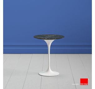 Tavolino Tulip SA203 - Eero Saarinen - Coffee Table H52, PIANO ROTONDO E OVALE IN CERAMICA MATERIA - NERO MARQUINIA - ANCHE PER ESTERNO