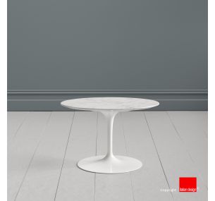 Tavolino Tulip SA41 - Eero Saarinen - Coffee Tables H39, PIANO ROTONDO O OVALE IN MARMO BIANCO CARRARA