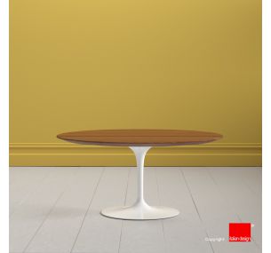 Table basse Tulip SA301 - Eero Saarinen - Table basse H41, PLATEAU ROND EN CHENE MASSIF TEINTE COULEUR CERISE