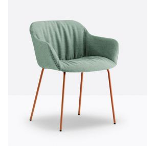 BABILA XL 2733R- Pedrali metal chair, seat in recycled polypropylene, upholstered in different finishings