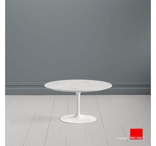 Tavolino Tulip SA62 - Eero Saarinen - Coffee Table H41, PIANO ROTONDO IN MARMO BIANCO CARRARA