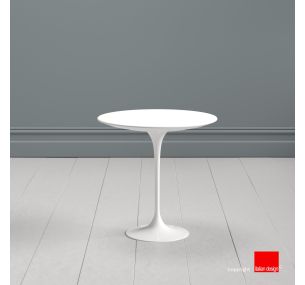 Tavolino Tulip SA120 - Eero Saarinen - Coffee Tables H52, PIANO ROTONDO E OVALE IN LAMINATO LIQUIDO BIANCO