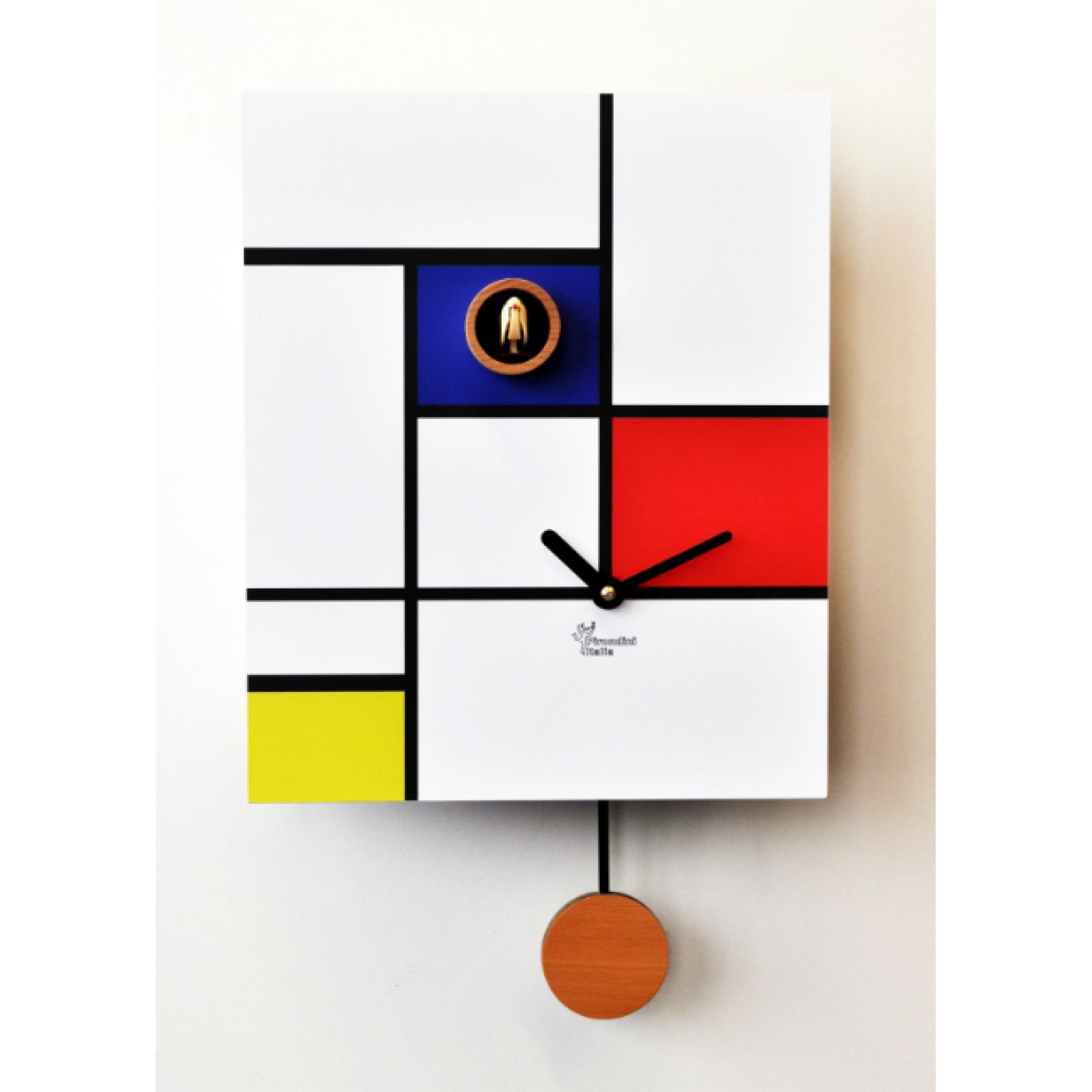Cucù Around Mondrian, Orologio da parete con cucù e pendolo Art. 140,  Pirondini Italia, italiandesigncontract, - Italian Design Contract