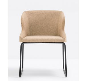 LEILA 682 - Petit fauteuil Pedrali en métal, siège rembourré, différentes couleurs