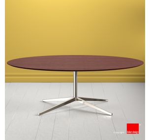 FK_803 Florence Knoll - OVAL TABLE WITH OAK WOOD, ROSEWOOD STAINED TOP, CHROMED BASE