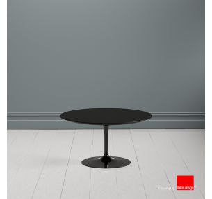 Tavolino Tulip SA61- Eero Saarinen - Coffee Table H41, PIANO ROTONDO IN LAMINATO LIQUIDO NERO