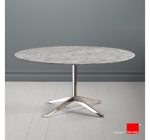 FK_04 Florence Knoll - ROUND TABLE WITH CARRARA STATUARIETTO MARBLE TOP, CHROMED BASE