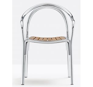 SOUL 3746 - Aluminium Armchair Pedrali, Seat in teak slats, also for outdoor