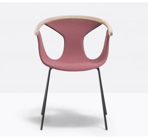FOX 3724 - Pedrali metal armchair, shell upholstered in various finishings and colours