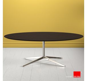 FK_806 Florence Knoll - OVAL TABLE WITH NATURAL SOLID WENGÈ STAINED OAK TOP, CHROMED BASE