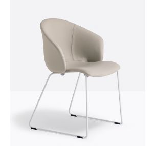 GRACE 413 - Pedrali metal chair, Upholstered shell covered in fabric or leather