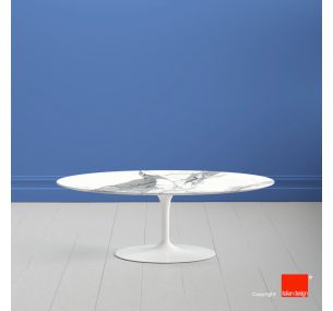 Tulip SA996 Coffee Table - H41 Eero Saarinen - LAMINAM OVAL CERAMIC TOP STATUARIO ALTISSIMO - ALSO FOR OUTDOOR
