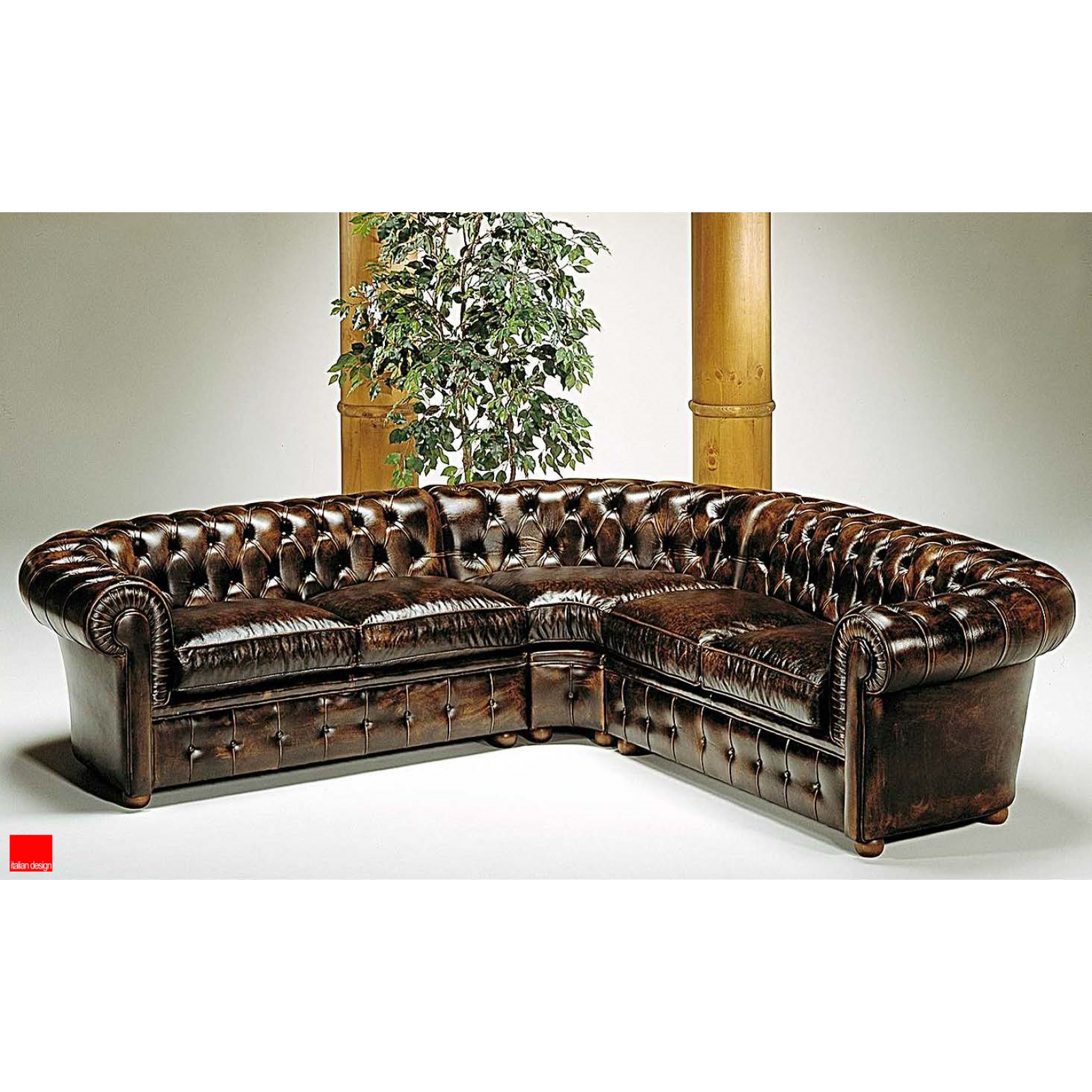 Corner Sofa Chester 08 - with Leather Covering - Italian Design Contract