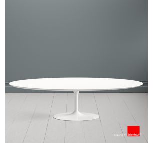 Tulip SA100 Coffee Table - Eero Saarinen - Coffee Table H41, OVAL TOP IN WHITE LIQUID LAMINATE