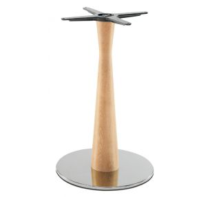 INOX 4481_FM - solo base tavolo Pedrali in acciaio, colonna in faggio