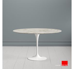 Table Tulip SA14 - H73 Eero Saarinen - PLATEAU ROND EN MARBRE CALACATTA DORE - Finition en polyester 