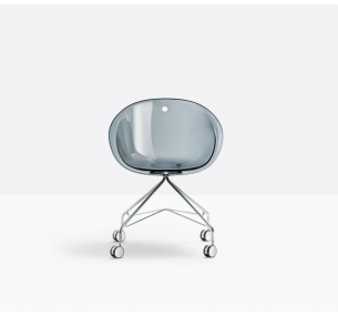 GLISS 968 - Pedrali armchair with castors and polycarbonate seat