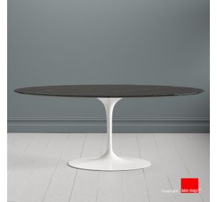 Tulip Table SA17 - H73 Eero Saarinen - OVAL TOP IN BLACK MARQUINIA-MARMOR MARBLE – POLYESTER FINISH