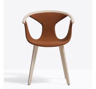FOX 3723 - Pedrali armchair in solid ash wood, shell covered in various finishings and colours
