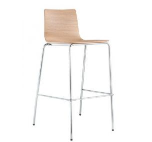INGA 5617 - Metal Pedrali stool H_77, wooden seat, different finishing