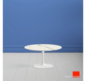 Table basse Tulip SA100 - H41 Eero Saarinen - PLATEAU ROND EN CERAMIQUE MATERIA STATUARIO FULL VEIN - AUSSI POUR L'EXTERIEUR