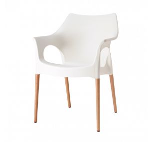 NATURAL OLA_2115 - Stackable Scab armchair, technopolymer seat, wooden legs