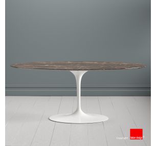 Tulip Table SA20 - H73 Eero Saarinen - OVAL TOP IN DARK BROWN EMPERADOR MARBLE – POLYESTER FINISH