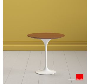 Tavolino Tulip SA401 - Eero Saarinen - Coffee Table H52, PIANO ROTONDO IN MASSELLO DI ROVERE TINTO CILIEGIO