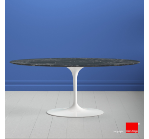 SPECIAL DEAL - Tulip Oval Tisch in Marquinia Schwarz Keramik - Platte 160x85 cm