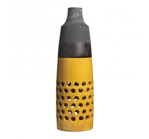 Riedizioni - Aldo Londi - INV 5487 Vase N. Lava, senffarbig, mit Löchern