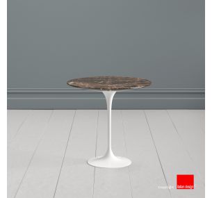 Tavolino Tulip SA126 - Eero Saarinen - Coffee Tables H52, PIANO ROTONDO E OVALE IN MARMO MARRONE EMPERADOR DARK