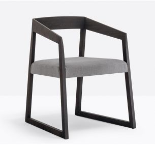 SIGN 455 - Kleiner Sessel Pedrali aus Holz, Sitz gepolstert, verschiedene Ausführungen und Farben.