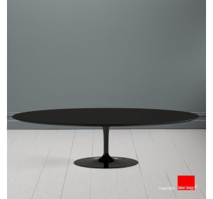 Tavolino Tulip SA101 - Eero Saarinen - Coffee Table H41, PIANO OVALE IN LAMINATO LIQUIDO NERO