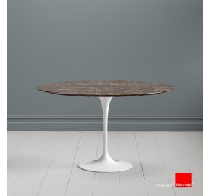 Table Tulip SA15 - H73 Eero Saarinen - PLATEAU ROND EN MARBRE EMPERADOR BRUN FONCE - Finition en polyester 