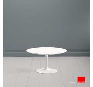 Tavolino Tulip SA60 - Eero Saarinen - Coffee Tables H41, PIANO ROTONDO IN LAMINATO LIQUIDO BIANCO