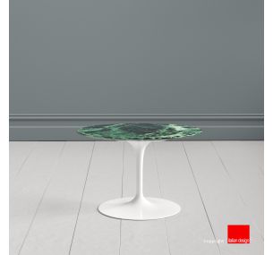 Tulip Table SA47 - Eero Saarinen - Coffee Table H39, ROUND OR OVAL TOP IN GREEN ALPI MARBLE