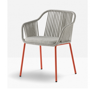 BABILA TWIST_2795 - Pedrali steel armchair, woven polypropylene seat, with polyurethane cushion