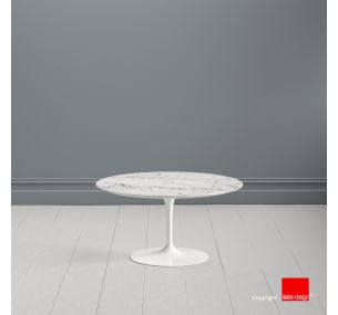 Tavolino Tulip SA63 - Eero Saarinen - Coffee Table H41, PIANO ROTONDO IN MARMO CARRARA STATUARIETTO